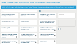 meebility: Mehrfach genannte Antworten / ähnliche Ideen können durch den Moderator der Online-Brainstorming-Session zusammengeführt werden (Clustering von Ideen/Antworten)