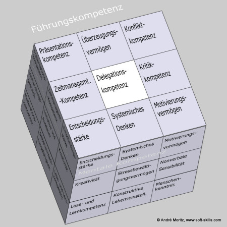 Delegationskompetenz als Soft Skill im Kompetenzfeld "Führungskompetenz" des Soft Skills Würfels