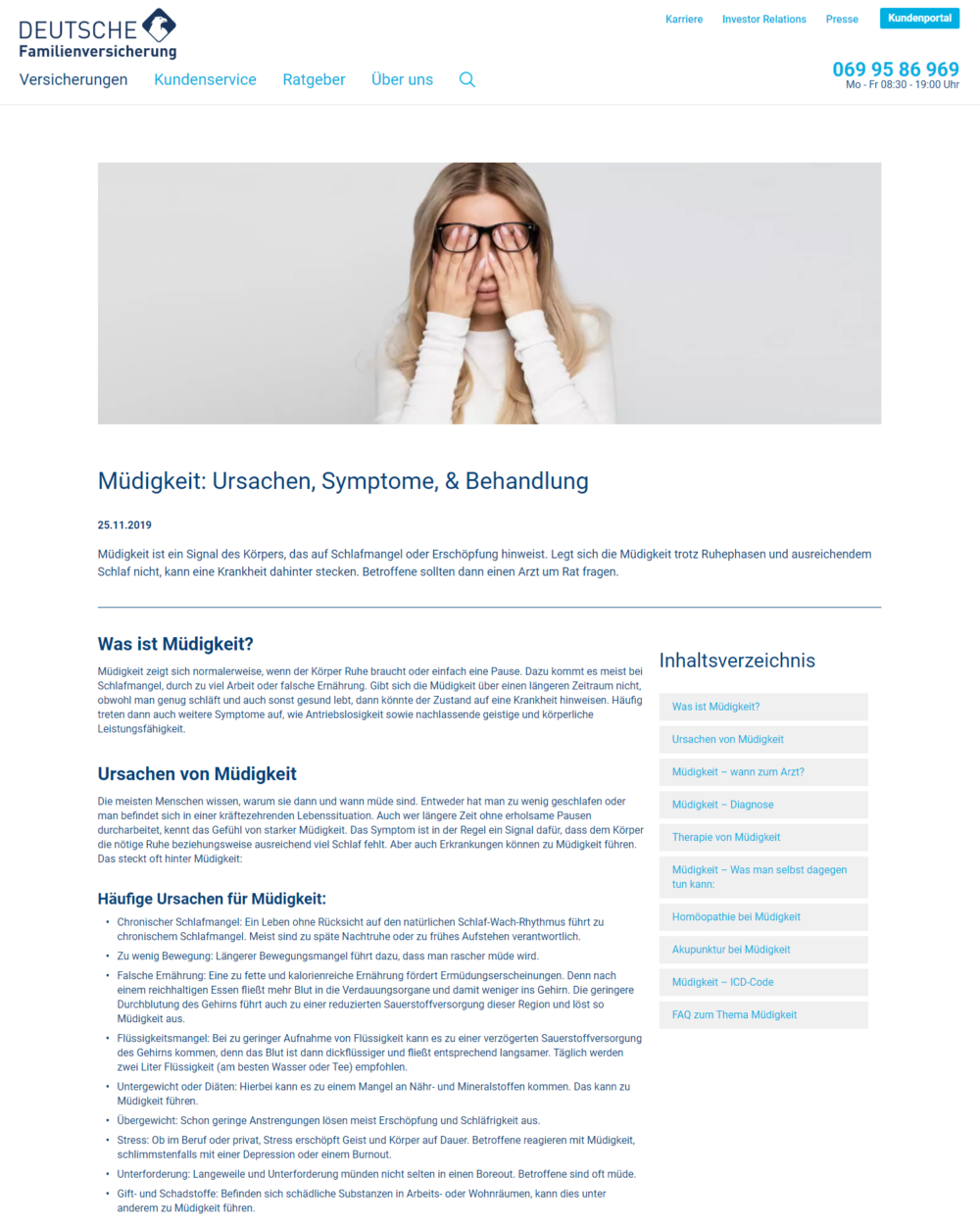 Immer müde? | Die Deutsche Familienversicherung zum Thema Müdigkeit - Ursachen, Symptome, Behandlung