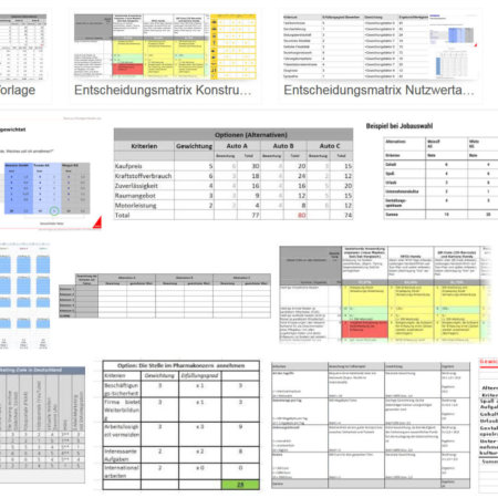 Entscheidungsmatrix > In der Google Bildersuche finden sich viele Beispiele für Entscheidungsmatritzen / Entscheidungstabellen