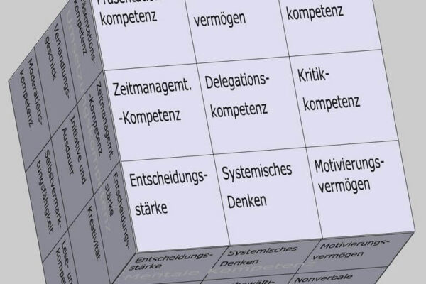 Führungskompetenz als Kompetenzfeld im Soft Skills Würfel (© André Moritz, www.soft-skills.com)