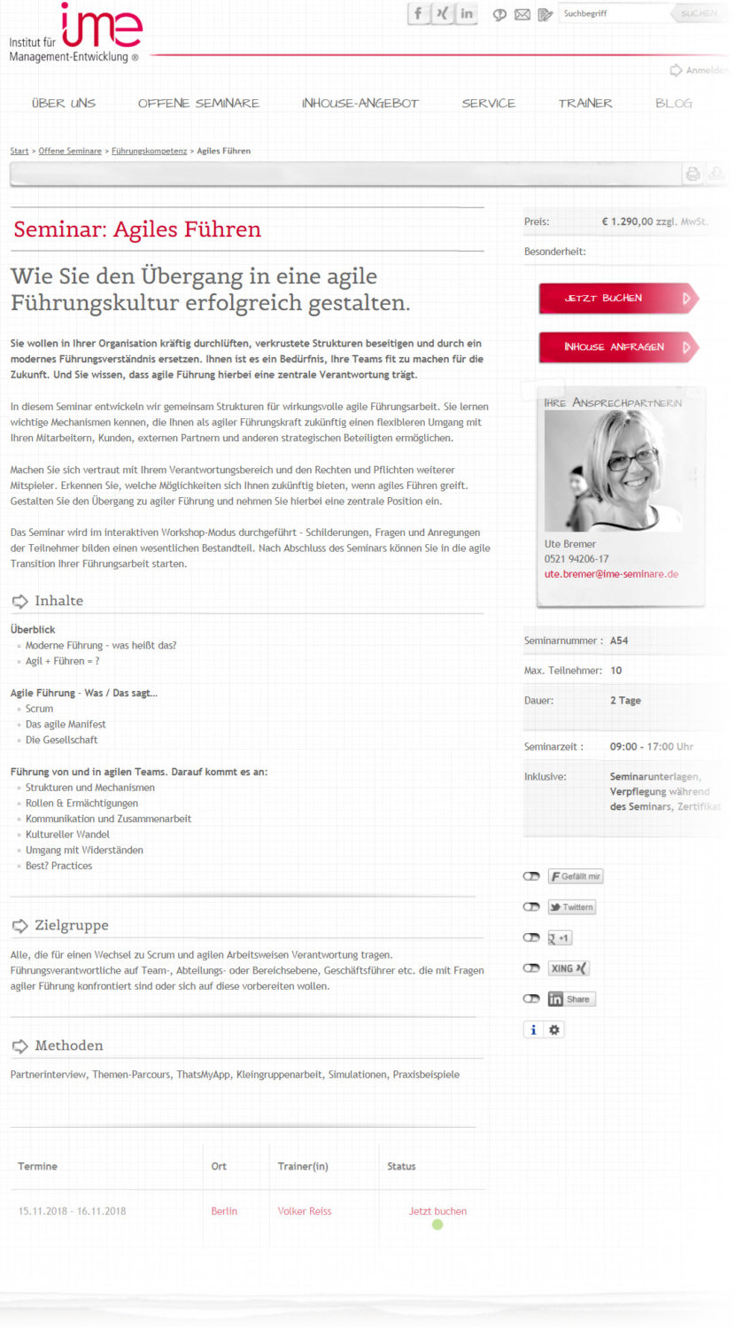 Führungskräftetraining in Berlin: IME Seminare: Agiles führen (Screenshot ime-seminare.de/seminare/agiles-fuehren/ am 04.09.2018)