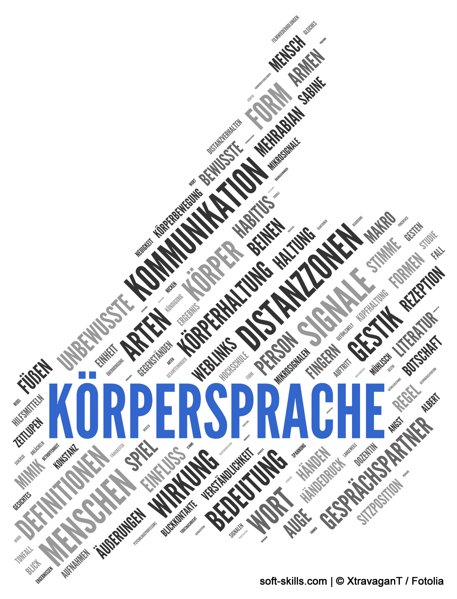 Körpersprache und seine Elemente: Körperhaltung, Gestik, Mimik, Habitus, Distanzzonen... (© XtravaganT / Fotolia)