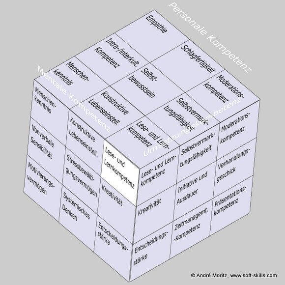 Lese- und Lernkompetenz im Soft Skills Würfel von André Moritz (© www.soft-skills.com)