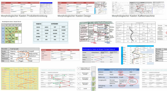 Morphologischer Kasten / Zwicky-Box / Morphologische Analyse: Beispiele (Screenshot Google Bildersuche)