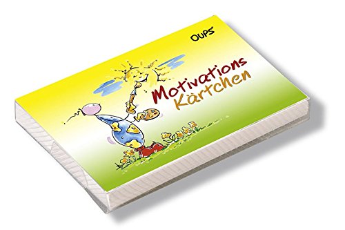 Oups Motivationskärtchen | 24 Kärtchen mit liebenswerten Cartoons und Sprüchen von Oups in Klarsichtbox (Amazon)