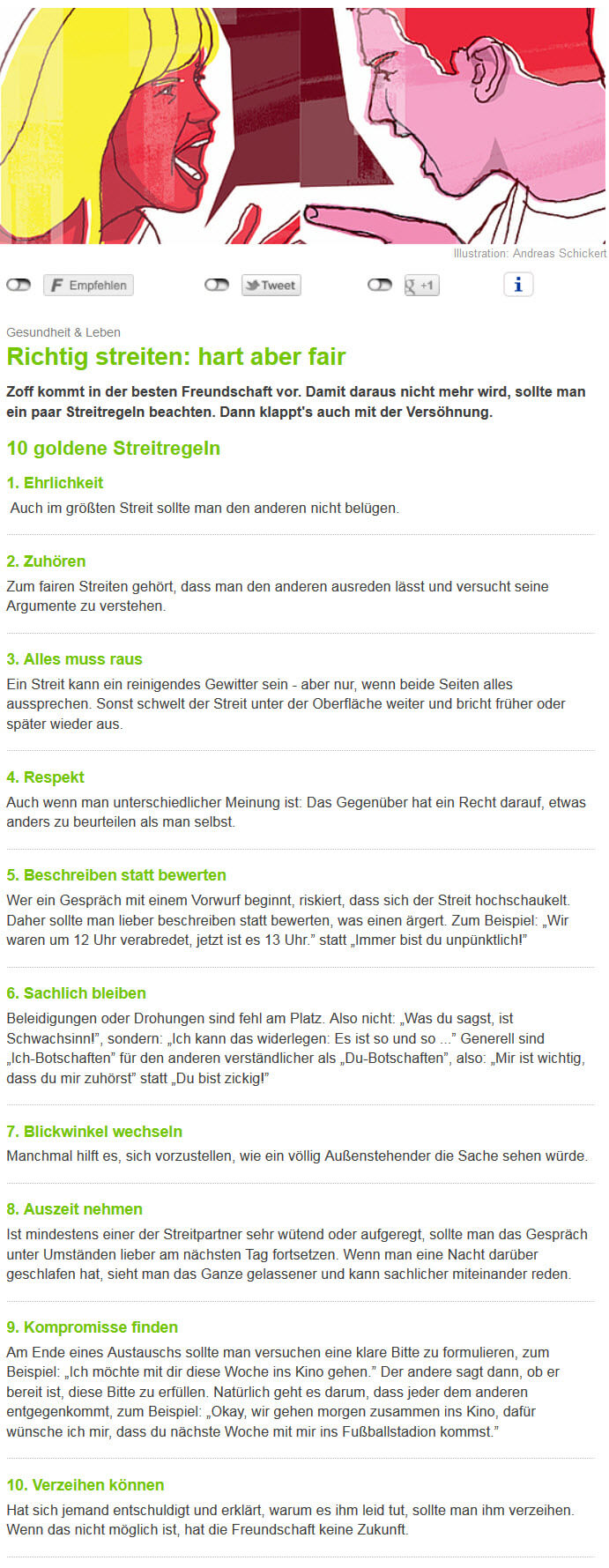 Richtig streiten - hart aber fair | 10 goldene Streitregeln bei AOK-ON (Screenshot aok-on.de/gesundheit-leben/streiten-hart-aber-fair.html am 05.01.2017)