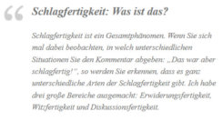 Schlagfertigkeit - was ist das? (Zitat von Pöhm)