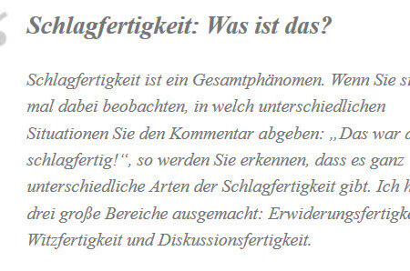 Schlagfertigkeit - was ist das? (Zitat von Pöhm)