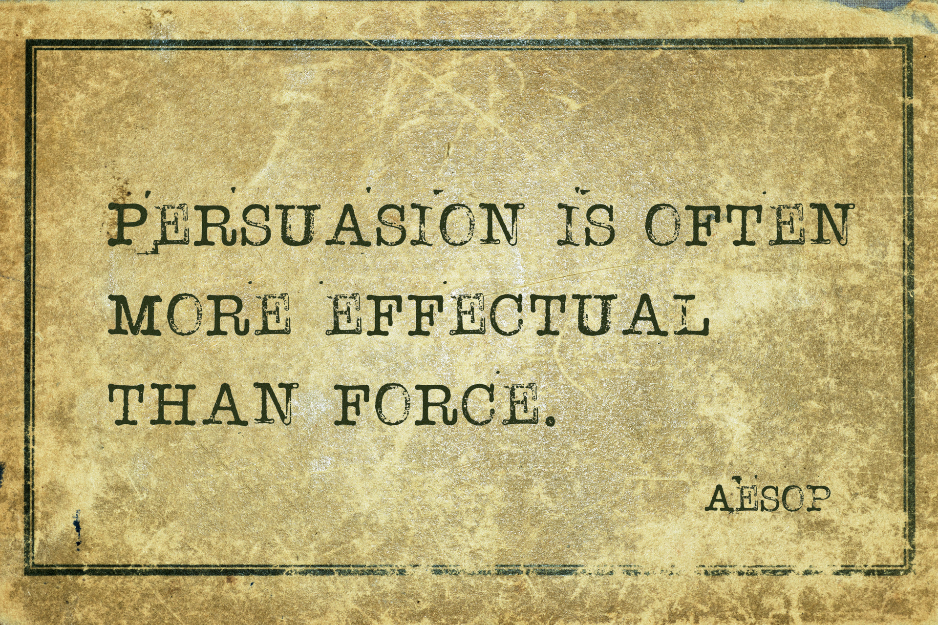 Überzeugen (Überreden) ist meist wirksamer als Gewalt (Zwang) - Aesop (© Yury Zap / stock.adobe.com) Überzeugen (Überreden) ist meist wirksamer als Gewalt (Zwang) - Aesop (© Yury Zap / stock.adobe.com)
