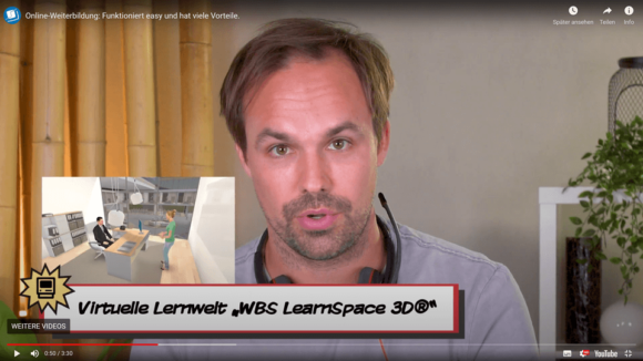 Online-Weiterbildung mit 3D LearnSpace von WBS (Screenshot aus Youtube-Video)